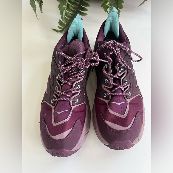 HOKA ONE ONE Anacapa Low GTX Wmn 9.5B Trail Hike shoes Grape Wine EUC - Picture 2 of 15